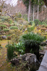 Japanese garden of Sanzen-in temple in Kyoto, Japan in winter season