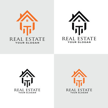Real estate logo design, home logo design vector template, house vector art