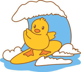 Funny Surfing Duck 