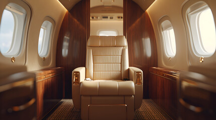 first class business luxury seats for vacations or corporate airplane travel. Generative AI.