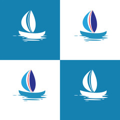Yacht speed boat logo vector