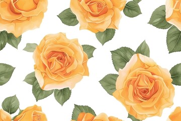 Yellow Roses Pattern on White Background, Love and Nature Concept , Isolated Floral Bouquet for Valentine's Day Gift Seamless Pattern Background Product Pattern