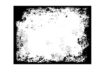 Grunge distressed frame. Ink empty black border. Vector illustration isolated on white background.