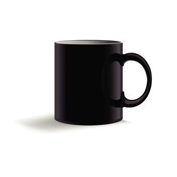 Realistic mug mock up vector template Easy to change colors,black coffee mug