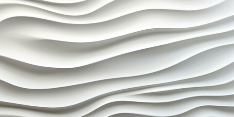 White 3d rendering of waves on a wall. Generative AI.
