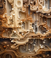 Abstract texture with brown and white swirls. Generative AI.