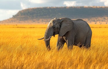 Fototapeta na wymiar A Masai savanah elephant