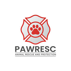 Paw Rescue Animal and protection logo design icon element vector
