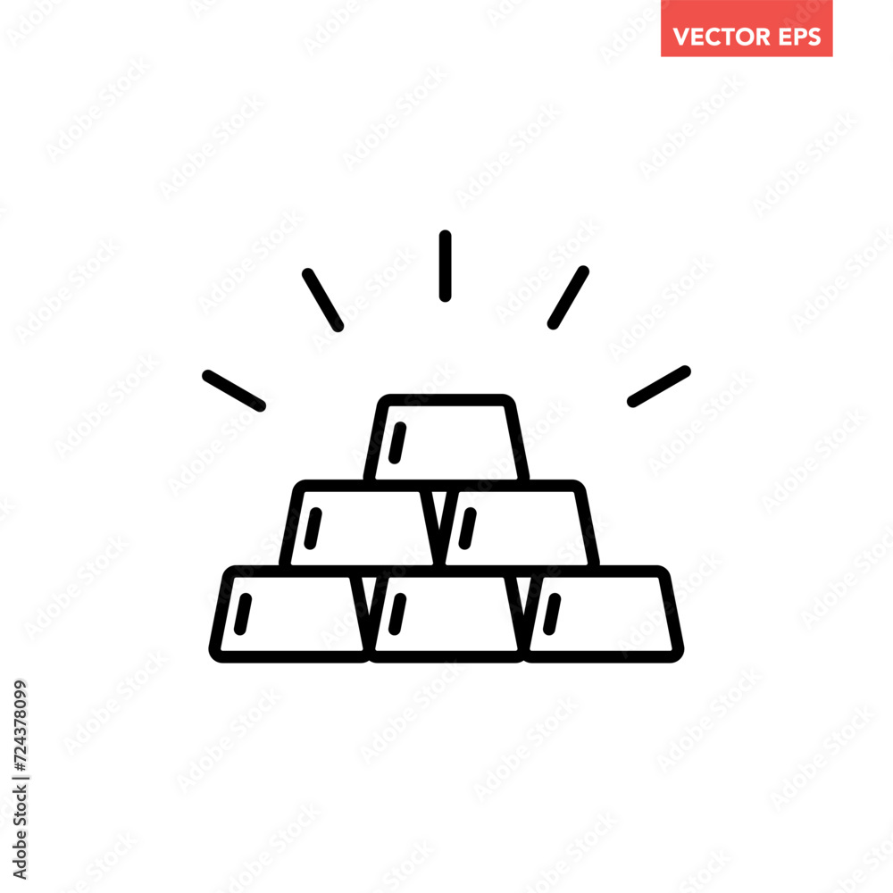 Poster black single gold bars line icon, simple business financial trade flat design vector pictogram, info