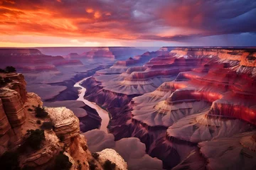 Crédence de cuisine en verre imprimé Montagnes Panoramic view of the Grand Canyon at sunset, Arizona, USA