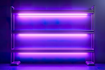 Technological background composed of purple fluorescent tubes, nightclub background