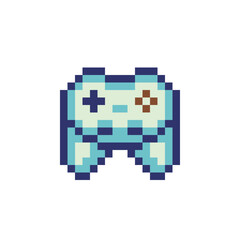 Gamepad icon. Retro 80s pixel art. Flat style. Old school computer graphic design. 8-bit sprite. Game assets. Isolated vector illustration.