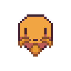 Obraz premium Emoticon face with mustache and beard pixel art icon, cartoon character. Flat style. 8-bit style. Isolated abstract vector illustration.