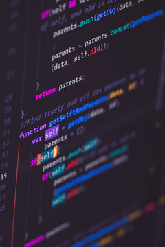 Developer screen with colored website programming code