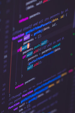 Developer screen with colored website programming code