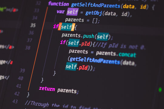 Developer screen with colored website programming code