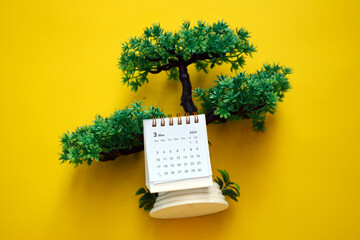 March 2024. March 2024 Monthly desk calendar for 2024 year with beautiful background. 