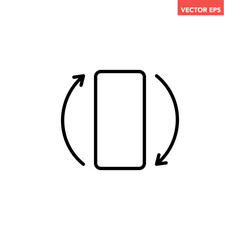 Black single rotate phone line icon, simple mobile round rotation flat design pictogram vector for app ads web banner button ui ux interface elements isolated on white background