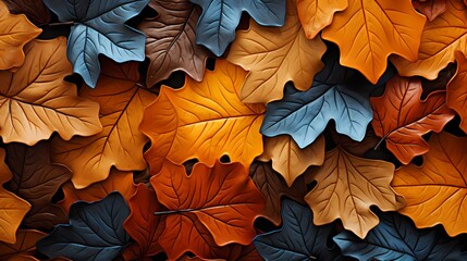Saturated autumn leaves texture with a warm and vibrant palette