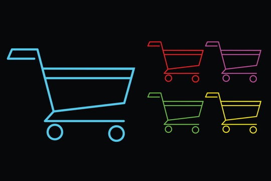 Shopping cart vector icons set,