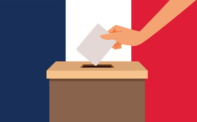 Political Elections in France and People Voting Vector Concept Illustration. French people voting for new government in national elections 
