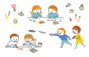 simple illustration of children and craft