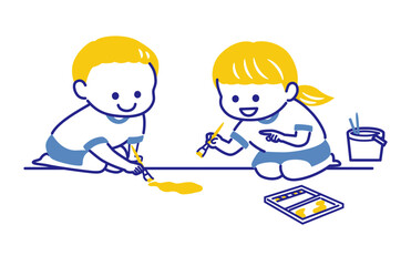 simple illustration of children and craft