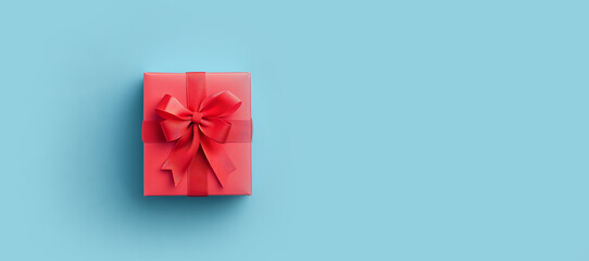 Flat design of a red valentine gift box isolated on blue background