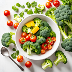 Photo a bowl of broccoli and other vegetables a bowl with Wihite Background (1)