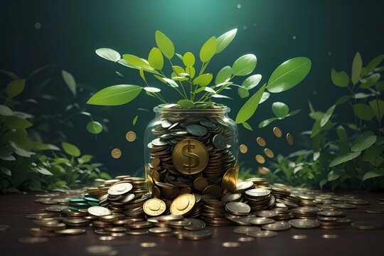 Investment and saving concept ,
plant and coins,
important of saving and investment plans