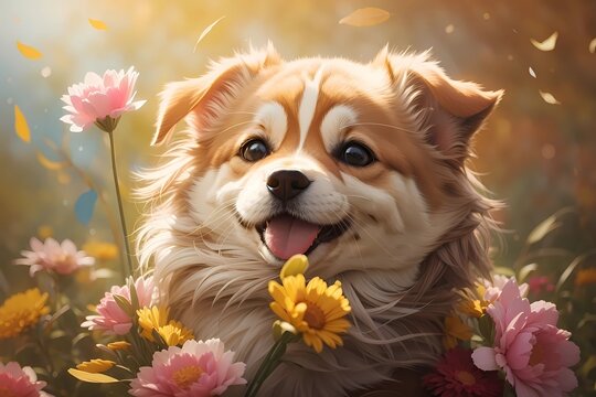 dog with happy face, dog food, dog care