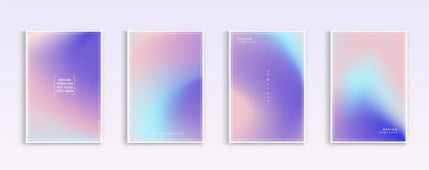 Naklejka premium Pastel gradient backgrounds vector set. soft tender white, orange, pink, purple and blue colours abstract background for app, web design, webpages, banners, greeting cards. Vector design.
