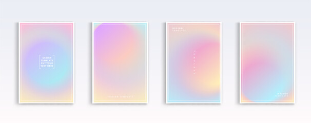 Pastel gradient backgrounds vector set. soft tender yellow, orange, pink, purple and blue colours abstract background for app, web design, webpages, banners, greeting cards. Vector design.