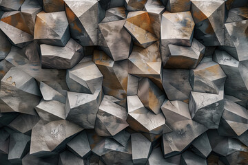 An abstract 3d background of dotted shapes with stone texture.