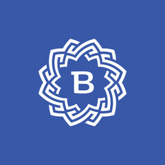 Initial letter B ornamental border circle frame logo