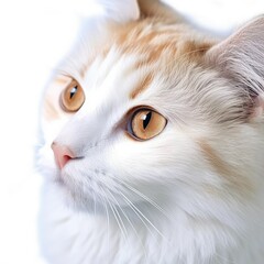 close up portrait of a cat face isolated on white background 