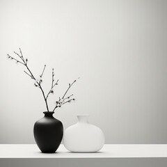 Simple monotone background with vases