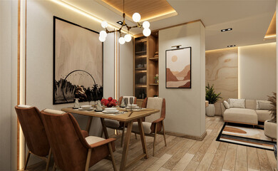 Scandinavian Interior Design Living and Dining area