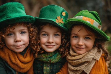 Children Celebrating St Patrick's Day Joyful Costumes and Festive Parade