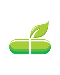 green capsule logo , nature logo