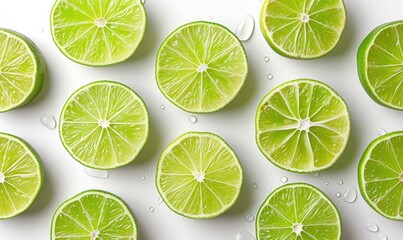 fresh lime slices, on a white background