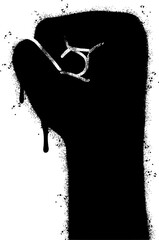 Spray Painted Graffiti fist hand icon Sprayed isolated with a white background.