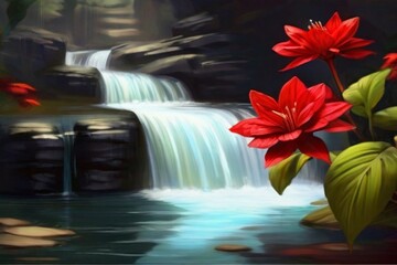 water fall on flower