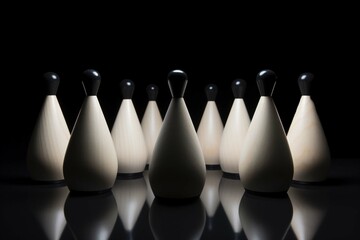 ten bowling pins in triangle