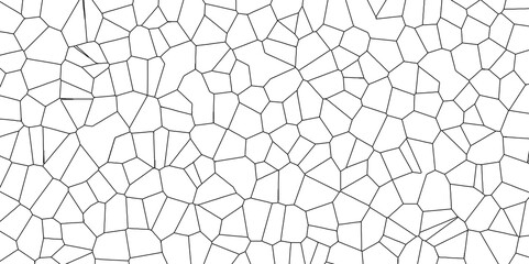 White color Broken Stained-Glass Background with black lines. Voronoi diagram background. Seamless pattern with 3d shapes vector Vintage Illustration background. Geometric Retro tiles pattern	
 - obrazy, fototapety, plakaty