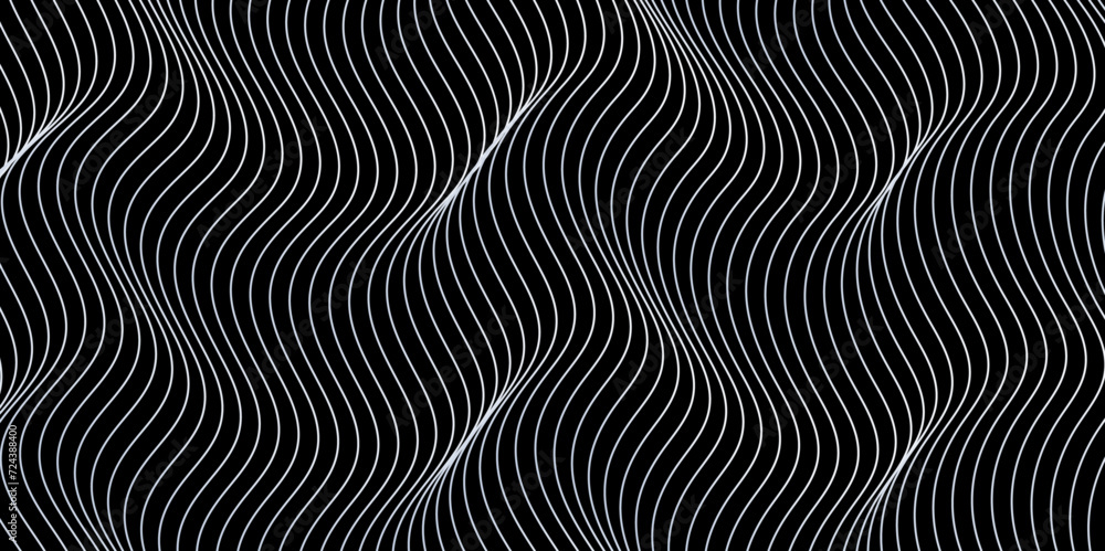Fototapete abstract creative gray gradient colors in dark background. dynamic wave lines with digital wireframe
