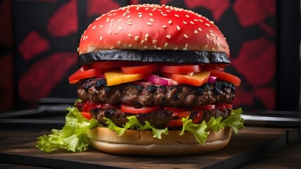 Hamburger in the style of visual kei, pop art influencer, Visual Kei, Pop Art, Influencer,...