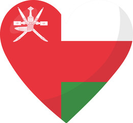 Oman flag heart 3D style.