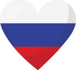 Russia flag heart 3D style.