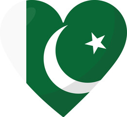 Pakistan flag heart 3D style.